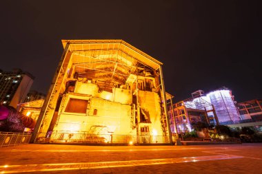Endüstriyel Park Gece Manzarası, Fabrika Binaları ve Endüstriyel Malzemeler