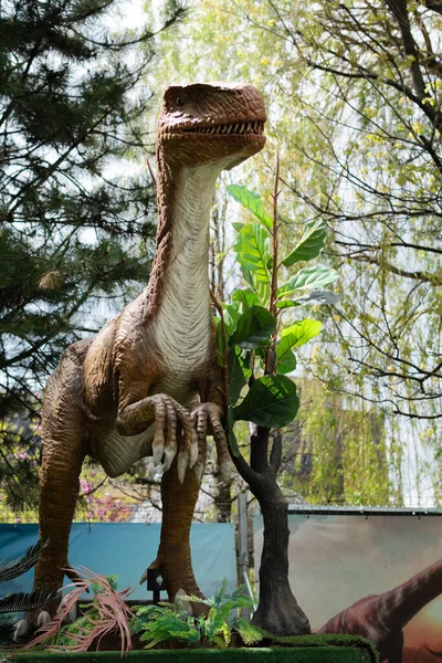 Modelos Animados Tamaño Natural Reconstruidos Dinosaurio Parque Dinosaurios Jardín Público — Foto de Stock