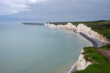 Seven Sisters Cliffs, East Sussex, İngiltere 'de İngiliz Kanalı