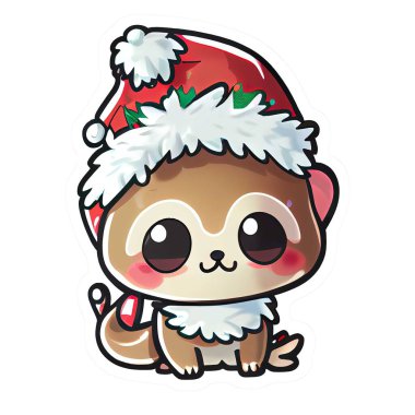 Sevimli Noel Chibi Kawaii Etiketi