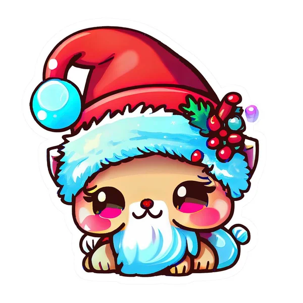 Cute Urocze Boże Narodzenie Chibi Kawaii Naklejki — Zdjęcie stockowe