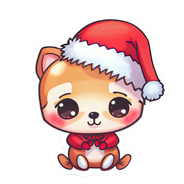 Adesivo Natale Adorabile Carino Chibi Kawaii — Foto Stock