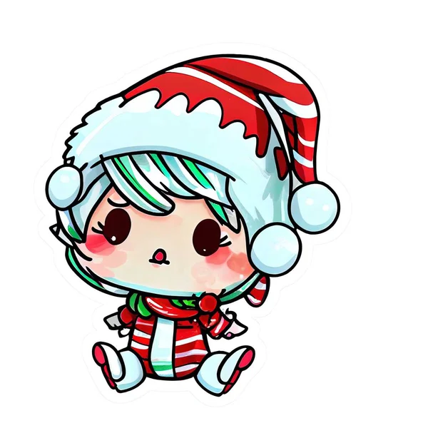 Leuke Schattige Kerst Chibi Kawaii Sticker — Stockfoto