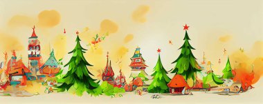 Güzel Fantezi Sihirli Gerçeküstü Noel Ağacı Manzarası