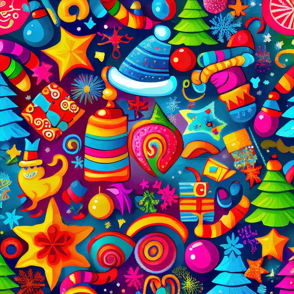 Decoración Festiva Adornos Navidad Patrón Colores Vivos —  Fotos de Stock