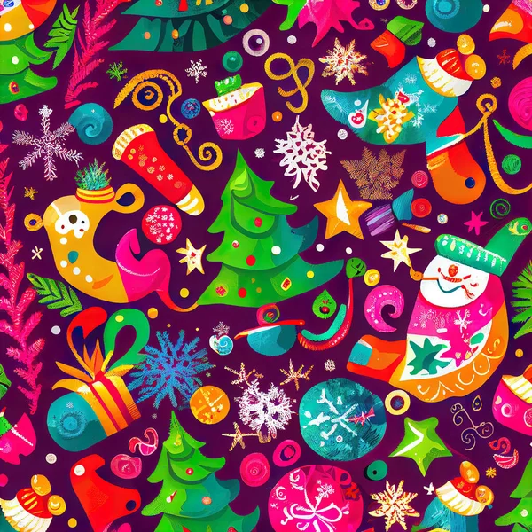 Decoración Festiva Adornos Navidad Patrón Colores Vivos — Foto de Stock