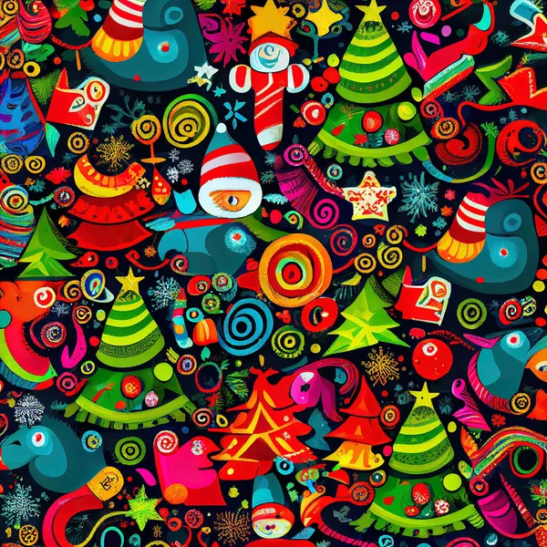 Dekorativní Slavnostní Vánoční Ozdoby Vzor Živých Barev — Stock fotografie