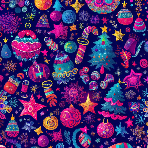 Διακοσμητικά Χριστουγεννιάτικα Στολίδια Μοτίβο Ζωηρά Χρώματα — Φωτογραφία Αρχείου