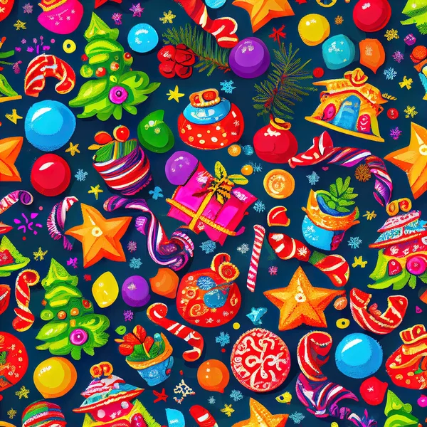 Decoración Festiva Adornos Navidad Patrón Colores Vivos — Foto de Stock