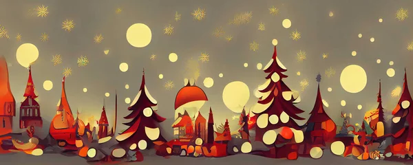 Adorável Fantasia Mágica Surreal Árvore Natal Paisagem Fundo — Fotografia de Stock
