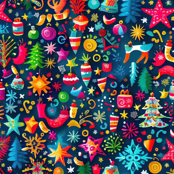 Dekorative Festliche Weihnachtsschmuck Muster Lebendige Farben Stockbild