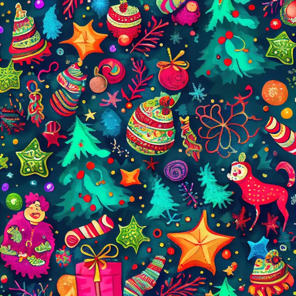 Dekorative Festliche Weihnachtsschmuck Muster Lebendige Farben lizenzfreie Stockbilder