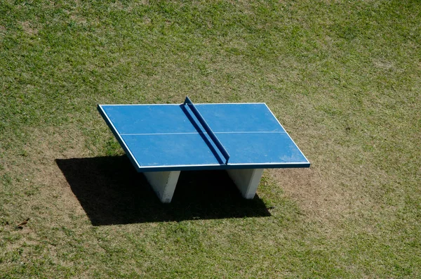 ping pong table on the grass. outdoor ping pong table, public