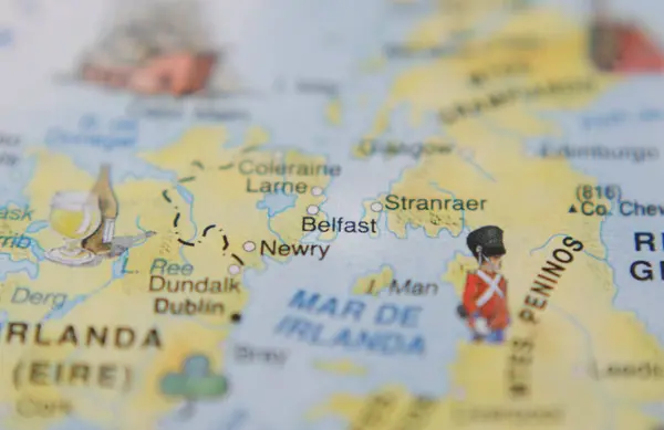 tourist map of the city of Belfast in Ireland in travel concept