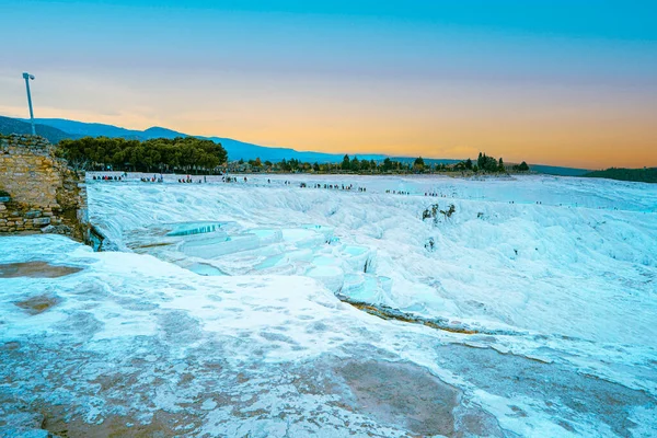 Famous for a carbonate mineral left by the flowing of thermal spring water. Pamukkale, meaning \