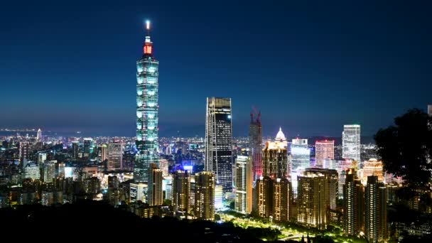 Aproveite Vista Noturna Edifício Taipei 101 Distância Lapso Tempo Velocidade — Vídeo de Stock
