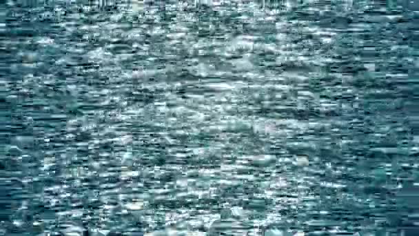 Sun Shines Surface Lake Sparkling Light Blue Ripples Swirled Lake — Stock video