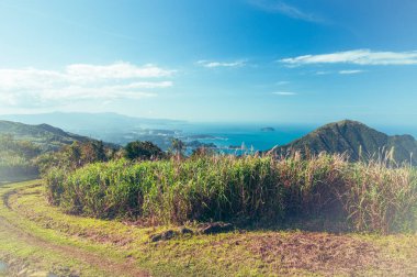 Spring mountain landscape. People feel comfortable, free and at peace. The scenery of mountains and seas in Ruifang, New Taipei City. Taiwan