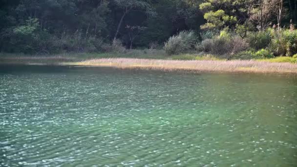 Κρυστάλλινα Νερά Της Λίμνης Κυματίζουν Μπλε Στον Άνεμο Άνοιξη Είναι — Αρχείο Βίντεο