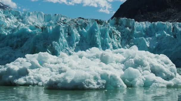 Ledovce Otelí Ledové Kostky Padají Řeky Tvoří Četné Ledové Kry — Stock video