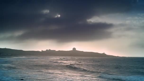 Tengeri Hullámok Égi Felhők Tájfun Előtt Drámai Táj Fugui Cape — Stock videók