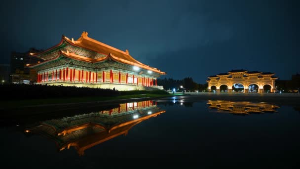 Există Reflecții Frumoase Apă Piața Libertății Sala Memorială Chiang Kai — Videoclip de stoc