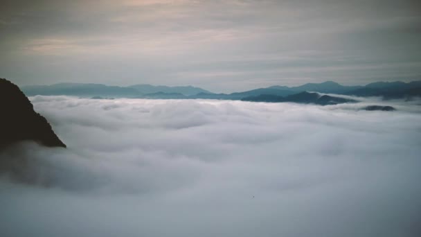 清晨的云海是灵魂的欢乐 山顶白云海景观的静谧 — 图库视频影像