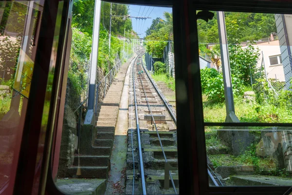 Rack Railway Take You Top Mountain Panoramic Views Lugano Has — Stock Photo, Image