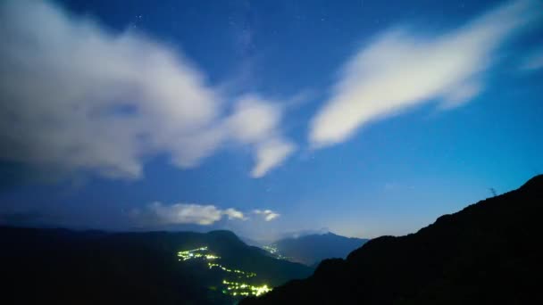 Heavenly Vista Capturing Milky Way Mountain Top Inglés Cielo Estrellado — Vídeos de Stock