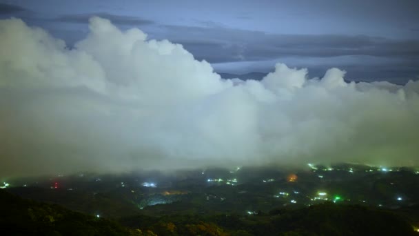 Menghadap Pemandangan Malam Dari Dahu Township Dan Kota Zhuolan Taman — Stok Video