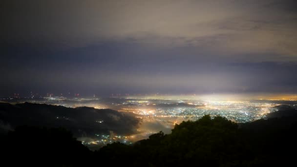 Menghadap Pemandangan Malam Dari Dahu Township Dan Kota Zhuolan Taman — Stok Video