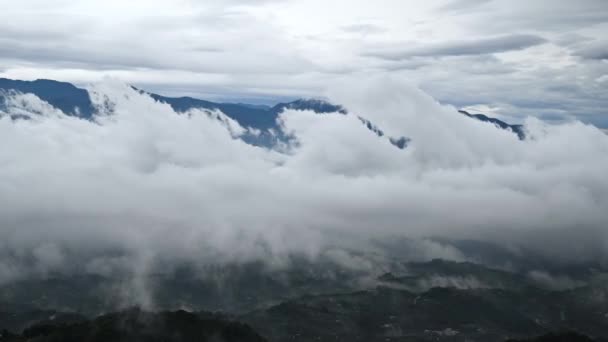 Piękno Morza Chmur Mgły Jest Jak Baśniowa Kraina Ziemi Obszar — Wideo stockowe