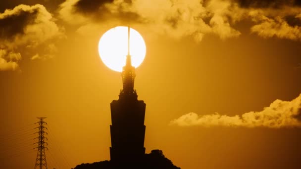 Ilta Elegance Auringonsäteet Cloud Motion Cityscape Silhouette City Silhouettes Auringonlaskun — kuvapankkivideo