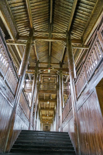 The wooden structures inside the 