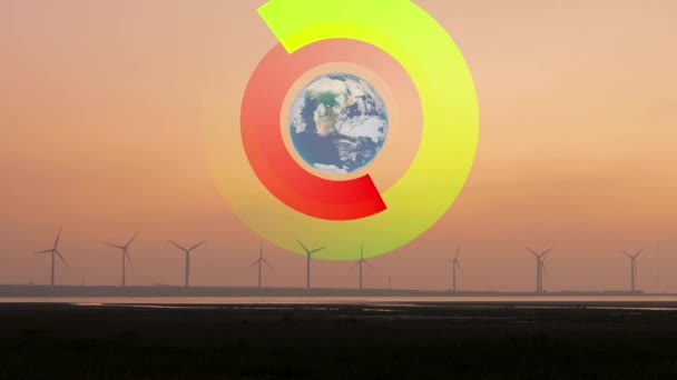 Tiszta Fenntartható Energia Hosszú Ideig Egészségesen Tartja Földet Tengeri Szélerőműparkok — Stock videók