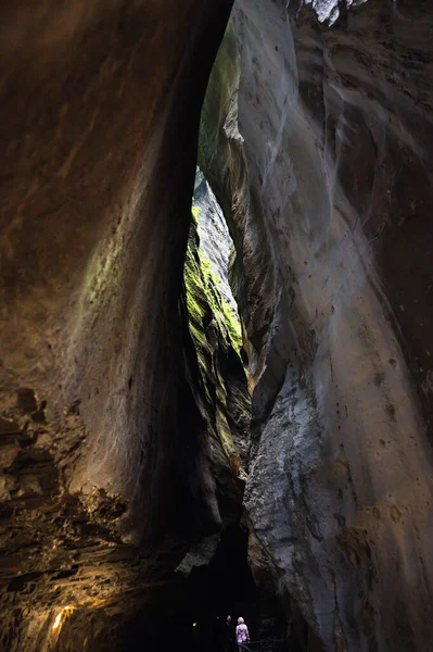 stock image Aareschlucht Gorge, Switzerland - 30 July 2022 , Aareschlucht Gorge formed for thousands of years by the Aare Glacier.