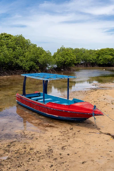 Colorful Blue Red Boat Mangrove Forest Nusa Lembongan Bali Indonesia — Stock Photo, Image