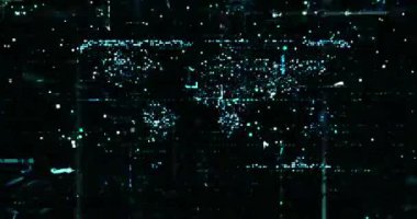 Soyut teknoloji ve bilim elementlerinin mavi arka planı, büyük verili dijital ağ, 3 boyutlu resim, 3 boyutlu illüstrasyon