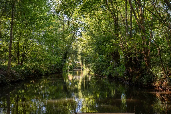 stock image Boat trip on an inner canal in the Marais Poitevin, wet marsh, Poitou region, France, september 2022