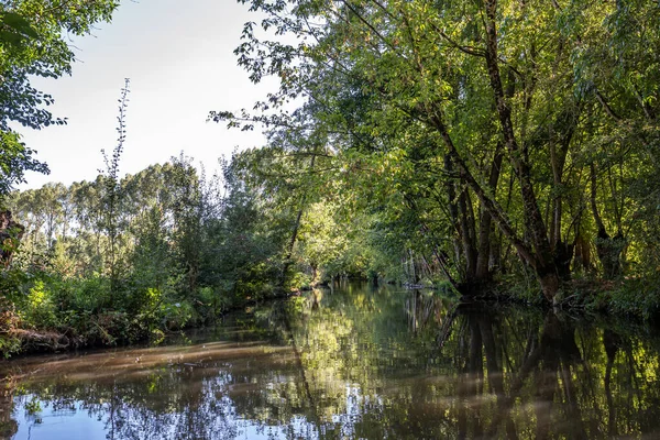 stock image Boat trip on an inner canal in the Marais Poitevin, wet marsh, Poitou region, France, september 2022