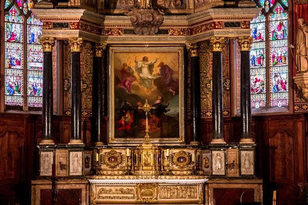Belleme Orne França Março 2022 Vitrais Janelas Decorações Igreja Santo — Fotografia de Stock