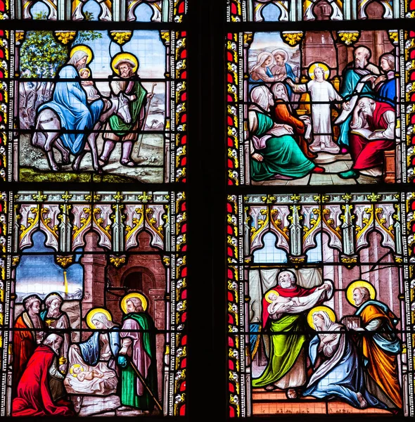 Belleme Orne Francja Marca 2022 Witraże Dekoracyjne Kościoła Świętego Sauveur — Zdjęcie stockowe