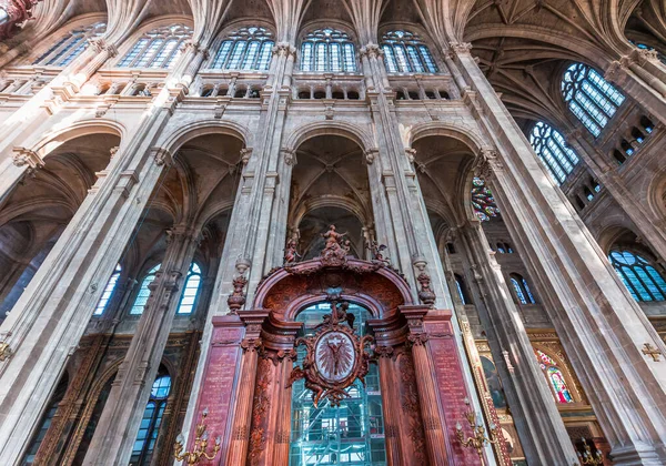 Paris França Outubro 2022 Detalhes Arquitetônicos Interiores Igreja Saint Eustache — Fotografia de Stock