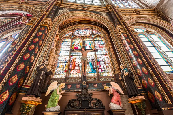 Paris Francja Październik 2022 Wnętrza Architektoniczne Kościoła Eustache Paryż Francja — Zdjęcie stockowe