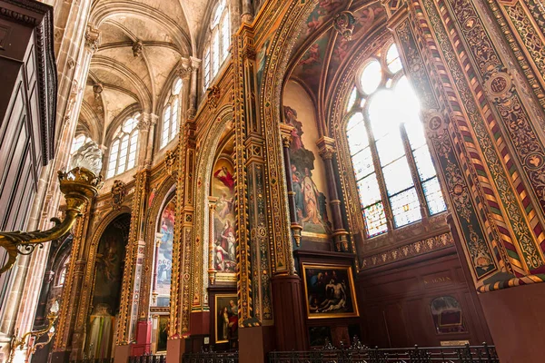 París Francia Octubre 2022 Detalles Arquitectónicos Interiores Iglesia Saint Eustache — Foto de Stock