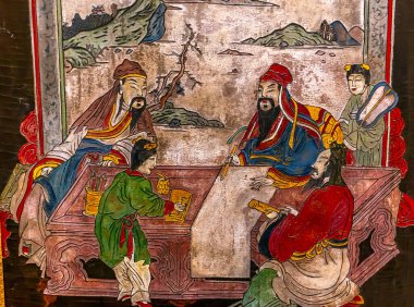 PARIS, FRANCE, ECTOBER 20, 2022: Ulusal Kütüphane dekorları, Richelieu sitesi, Paris, Fransa, mimarlar Jean-Louis Pascal tarafından inşa edildi. ve Alfred Recoura, 1897 'den 1932' ye kadar.