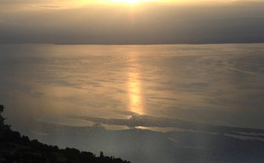 a view of Leman lake, from Thollon les Memises village, in haute savoie, France