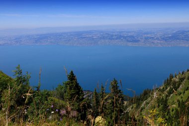 a view of Leman lake, from Thollon les Memises village, in haute savoie, France