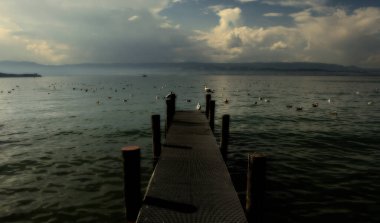 countryside in the alps mountains near Evian city and Leman Lake, France