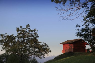 countryside in the alps mountains near Evian city and Leman Lake, France